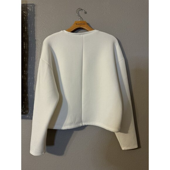 Zara Top S Small Cropped Sweatshirt Basic Ivory Cream Sweatshirt New NWOT - Picture 8 of 9